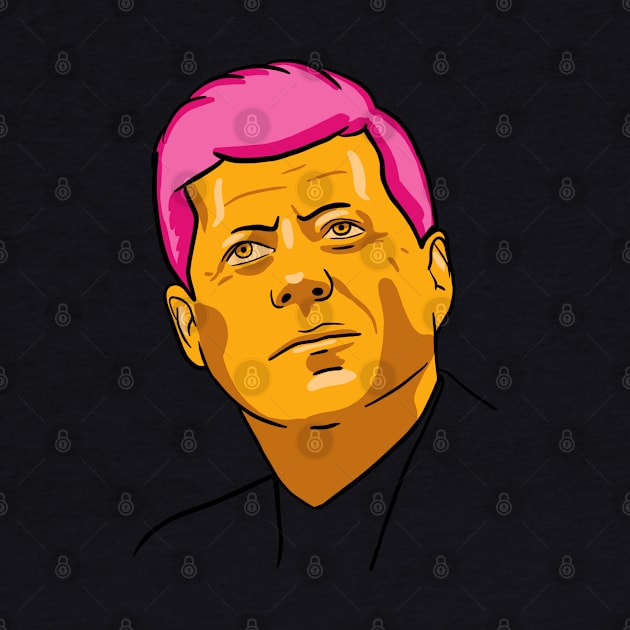 John F. Kennedy / JFK Portrait in Golden Aesthetic (With Pink Hair) by isstgeschichte